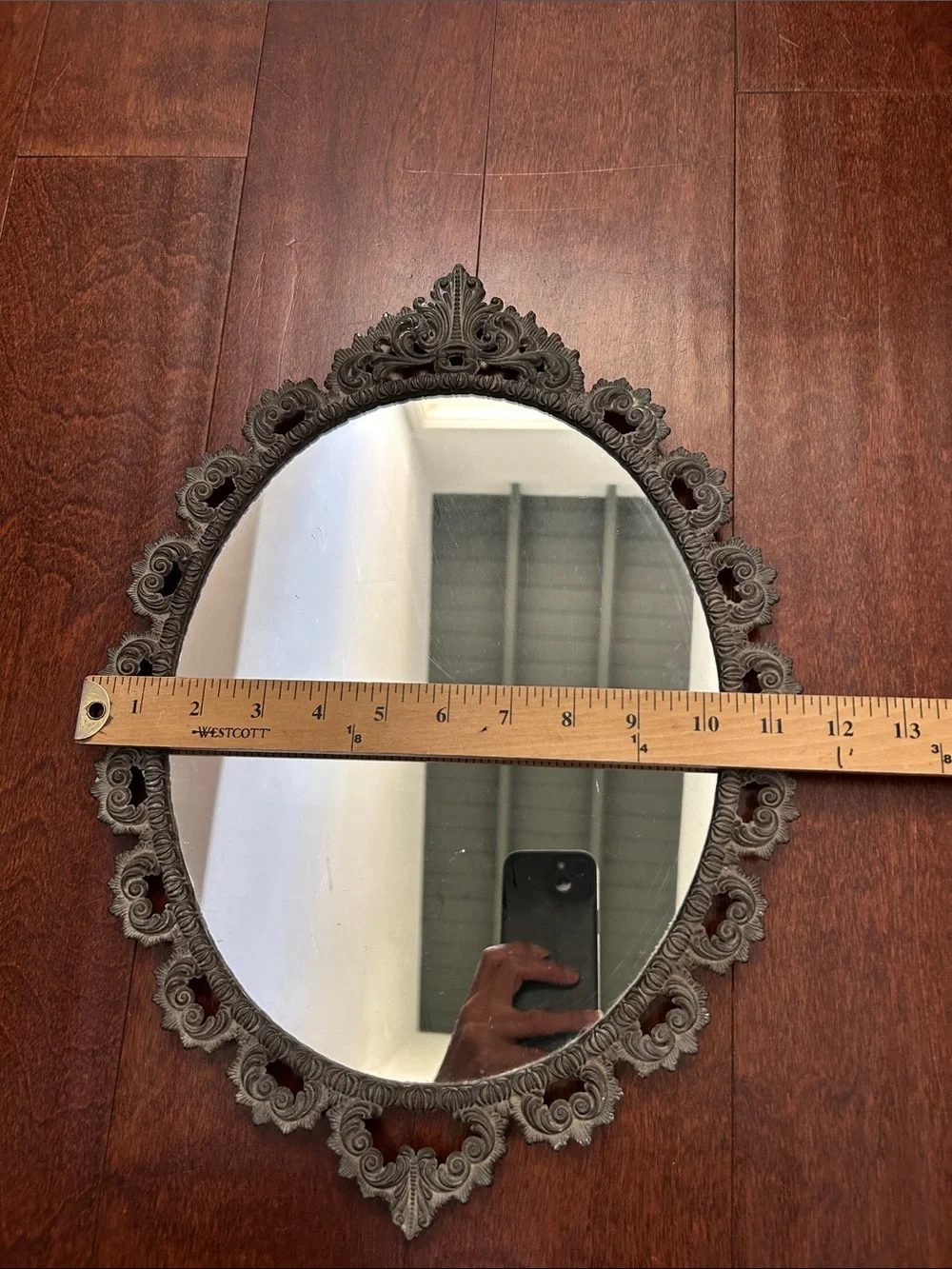Vintage Oval Decorative Mirror in Oxidized Finish, Use as a Tray for Perfumes